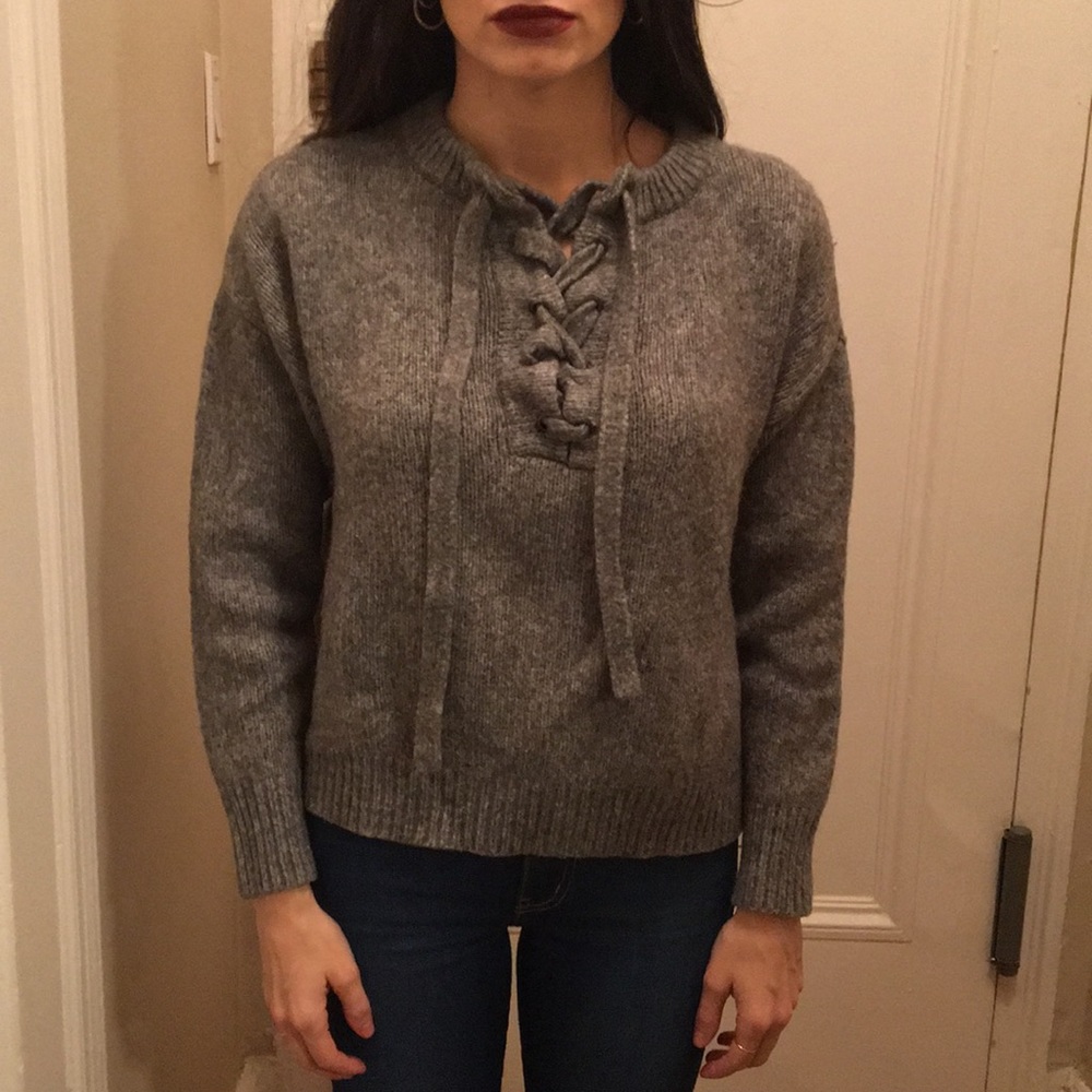 Zara Tie Front Knit Sweater